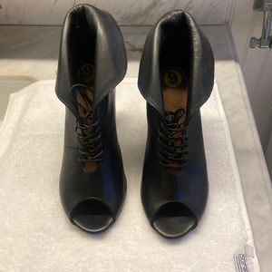 Lace up Black Leather Booties